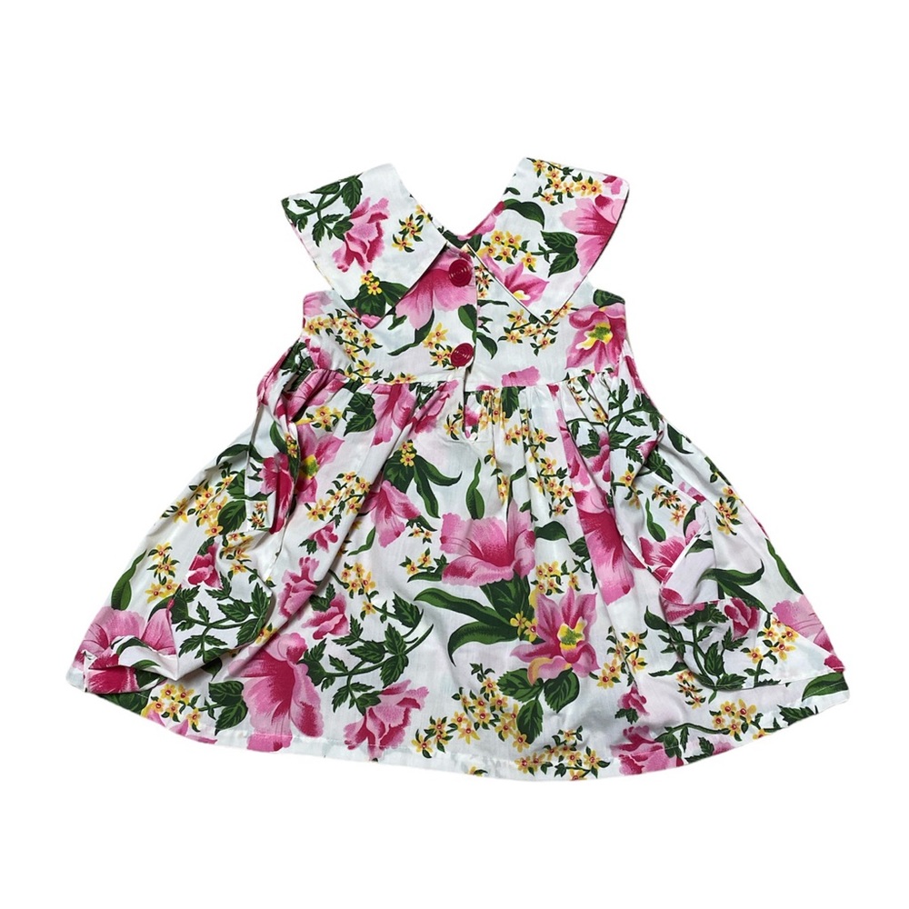 Vintage Rachel’s Kids Sleeveless Dress Youth Girls 6 90s Floral Pink Sunday Best